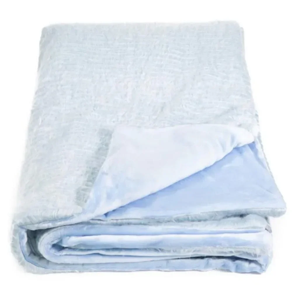 AVIVA STANOFF Wavy Mong Dusty Blue Faux Fur Throw 50X70”